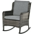 thumbnail image 1 of Outsunny Outdoor Wicker Rocking Chair, PE Rattan Porch Rocker with Cushions, Grey, 1 of 7