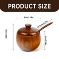 thumbnail image 3 of Decorative Rustic Wooden Sugar Bowl & Spoon with Lid Wide Mouth Candy Jar Jar Holder Condiment Serving Bowl Pot Herb Loose Tea Storage Container Novelty Home & Kitchen, 3 of 9