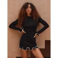 thumbnail image 4 of Nouvelle Robe Mini Tricotée d'Automne pour Femmes Robe Chandail Coupe Ajustée à Contraste de Couleur Fongique Élégante Vêtements de Fête pour Femmes à Manches Longues, 4 of 6