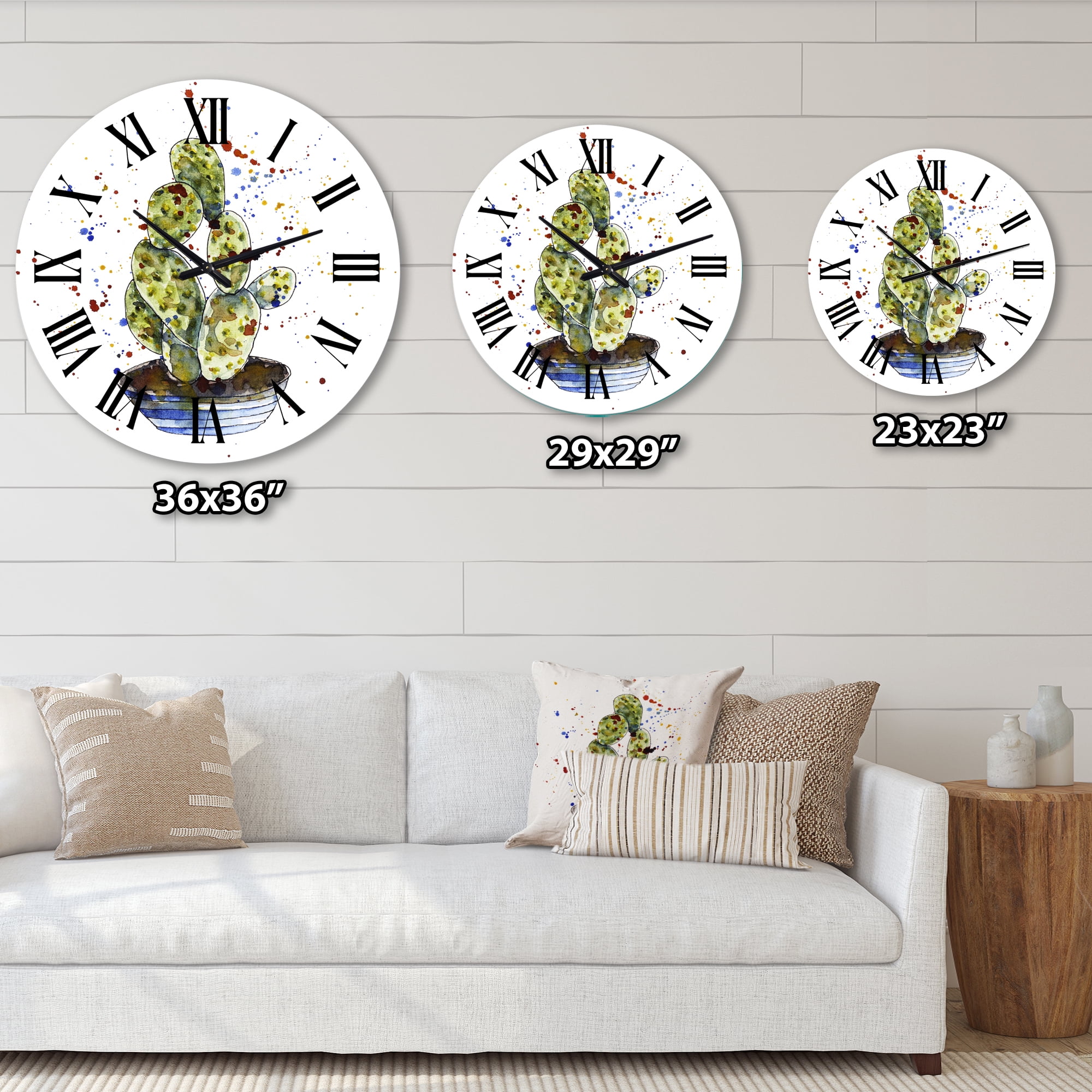 Designart 'Cactus Houseplant' Traditional Wall Clock