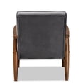 thumbnail image 4 of Baxton Studio Sorrento Fauteuil Lounge en Bois Rembourré en Velours Gris, 4 of 9