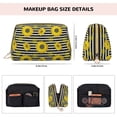 thumbnail image 5 of Xecao Sunflowers On Black And White Stripes Print Fashion Makeup PVC Bag Large Capacity Travel Cosmetic Bag for Women Organizer Toiletry Clutch, 5 of 8