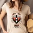 thumbnail image 4 of Christian Heart Graphic T-Shirt God Raised Him Acts 2:24, Maroon, Size M, 4 of 6