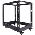 thumbnail image 1 of NavePoint 12U 4 Post Server Rack – Open Frame Rack for 19 Inch Equipment, Adjustable Depth 4-Post Network Rack with Casters Wheels, 12U Server Rack 1322lbs Capacity, Black, 1 of 4