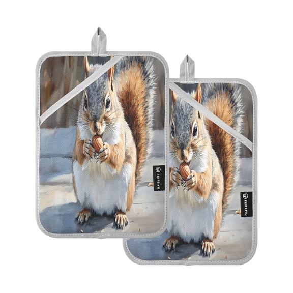 BZSMCE Pot Holder Oven Mitts Cooking baking Cute Squirrel Painting Creative Pattern Size:7x9.8in