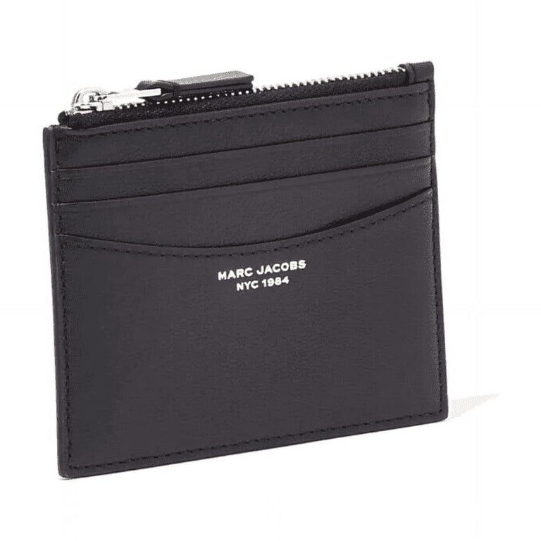 Marc Jacobs The Top Zip Card Case Wallet Leather Black Gold $95