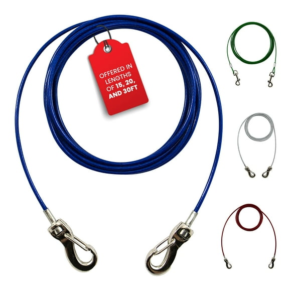 Zinco Câble d'Attache pour Chien Attache de 30 Pieds pour Jardin, Camping et Extérieur Laisse pour Petits à Moyens Chiens jusqu'à 50 Lbs (Bleu)