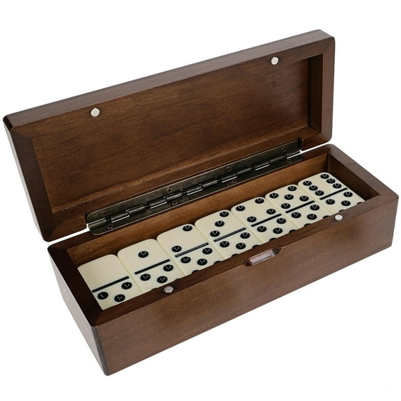 WE Games Double 6 Dominoes in Magnetic Wooden Travel Box, Ivory Color