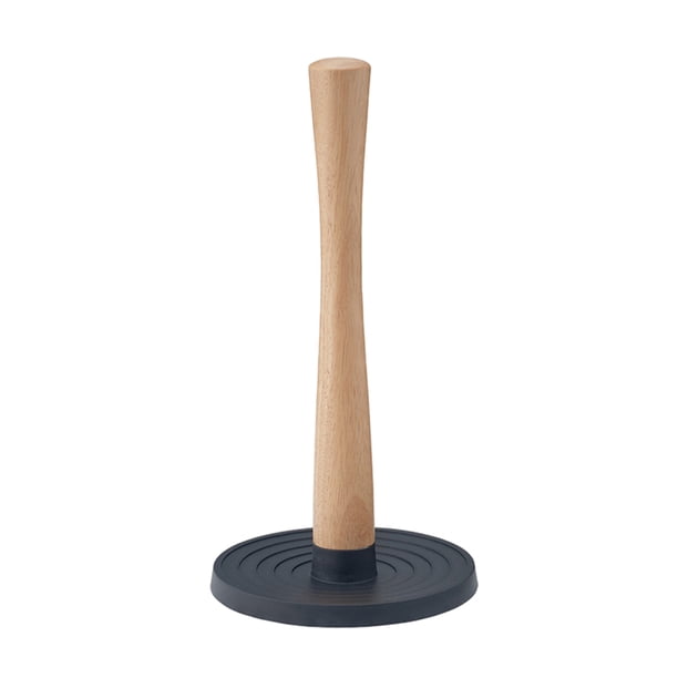 Soporte de toalla de papel de madera Estante de cocina de tejido negro