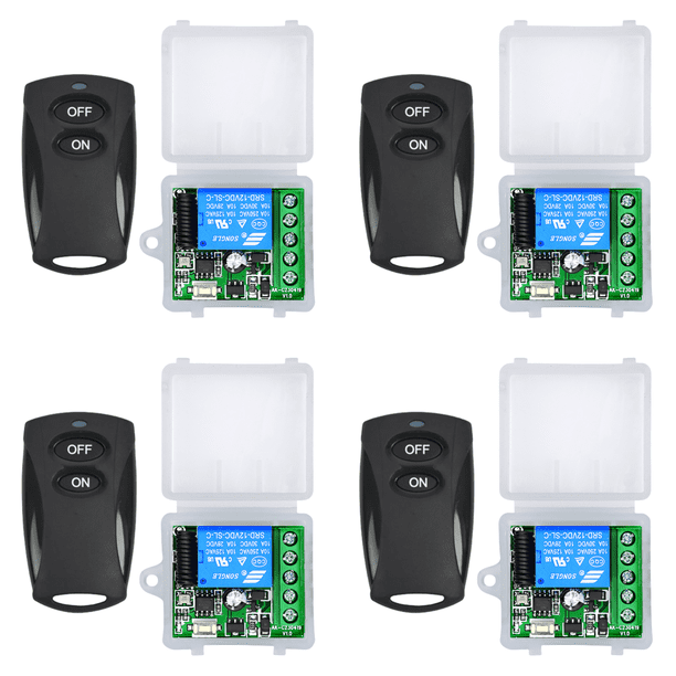 Control 433MHz Interruptor remoto inalámbrico 12V Receptor de relé Transmisor RF Blanco