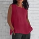thumbnail image 2 of Top de manga larga,Blusa plisada sin mangas para mujer, cuello redondo, efecto lino, corte holgado, poliéster, ropa informal para uso diario, sopatenor, 2 of 7