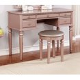 thumbnail image 3 of Bedroom Contemporary Vanity Set w Foldable Mirror Stool Drawers Rose Gold Color, 3 of 14