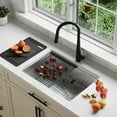 thumbnail image 5 of Stylish Undermount 27" Stainless Steel Single Bowl Workstation Kitchen Sink with 4 accs S-627WK, 5 of 12