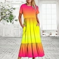 thumbnail image 2 of Summer Beach Dress for Women 2024 Plus Size Fashion Casual Short Sleeve Crewneck Dress Casual Flowy Tiered Maxi Beach Dress With Pockets Gradient Print Dress 50% off Clearance!, 2 of 7