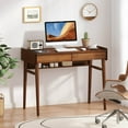 thumbnail image 2 of Costway Bamboo Writing Desk 39.5" Computer Study Desk with 2 Storage Drawers & Open Shelf, 2 of 10