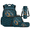 Blue Excavator With Flames, variant on Shark Pizza Kids Backpack Set 4 Pcs with Bookbag Lunch Box Tote Stationery Organizer Cup Protector Compatible with Trips Back to School