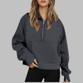 thumbnail image 2 of Oversized Sweaters for Women Women Half Zip Cropped Hoodies Fleece Quarter Zip Up Pullover Sweatshirts Winter Clothes 2025 Outfits Sweater Coat, 2 of 5