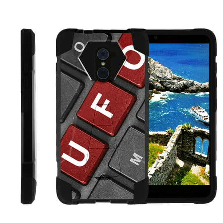 TurtleArmor ® | For ZTE Kirk | Imperial Max | Max Duo | Grand X Max 2 [Dynamic Shell] Dual Layer Hybrid Silicone Hard Shell Kickstand Case - UFO Keyboard
