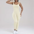 thumbnail image 5 of miqiqism Women's Gym Seamless Bodysuits, Workout Solid Ribbed Jumpsuits Yoga Bodycon Exercise Leggings Rompers Casual Sleeveless Long Pants Bodysuits,Beige,Small, 5 of 6