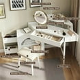 thumbnail image 3 of GVN Makeup Vanity Desk,Make Up Vanitys Desks Set,Corner Makeup Vanity Desk With Mirror & LED Lights, Modern Vanity Set With Mirror And Stool, White, 3 of 12