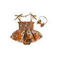 thumbnail image 1 of Gupgi Floral Rompers for Baby Girl Adjustable Straps Tie Up Ruffles Jumpsuits, 1 of 8