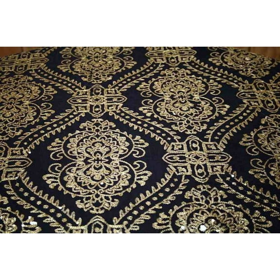 GLITTER Sequin Fabric, 58 Inch. in Width, Sample 3x3 Inch / Black/Gold