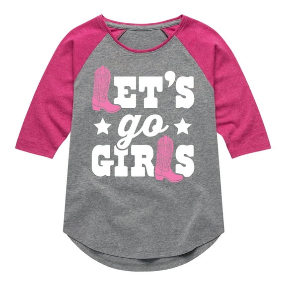 Instant Message - Lets Go Girls - Toddler And Youth Girls Raglan Graphic T-Shirt