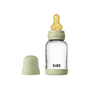 BIBS Glass Baby Bottle With Slow Flow Latex Nipple, 4 oz
