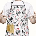 thumbnail image 2 of Red Flower Chicken Pattern Apron-Garden Aprons for Women with Pockets-Cotton Linen Waterproof Kitchen Cooking Gardening Aprons Adjustable for Kitchen,Cooking,BBQ and Salon 33x27 Inch, 2 of 7