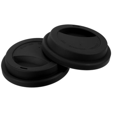 2Pack 3.54" Silicone Cup Lids,  Drinking Lid Reusable Sealed Mug Lid, Black