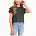 thumbnail image 4 of KPOPLK Girls Shirts Short Sleeve Soft Cotton T-Shirts Plain Tees Summer Casual Shirts Cute Print Tops Clothes Soft for Kids Size 9-10 Years,Black, 4 of 8
