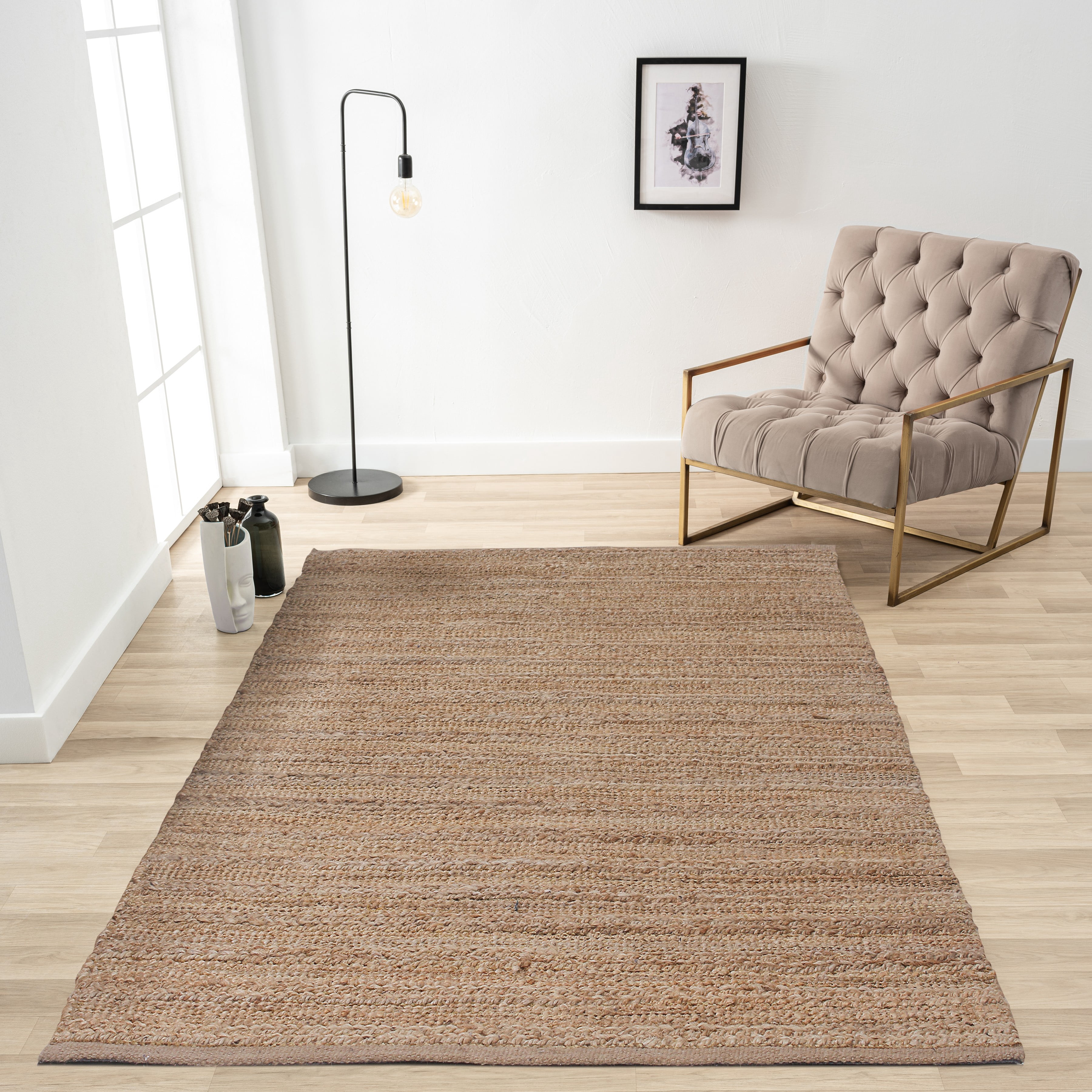 LR Home Natalie Belle Brown Braided Farmhouse Jute Blend Area Rug, 9' x 12'