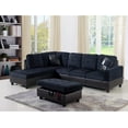 thumbnail image 6 of PonLiving Sectional Sofa, 3 Piece Living Room Couch with Storage Ottoman, Left Facing Chaise, Dark Blue, 6 of 7