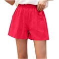 thumbnail image 2 of Costeam Womens Linen Blend Elastic Waist Casual Shorts Loose Fit with Side Pockets Lightweight Solid Color Summer Beach and Daily Wear Shorts, 2 of 7