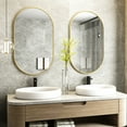 thumbnail image 3 of Lumora 20"x36" Oval Bathroom Wall Mirror Vanity Mirror with Aluminum Alloy Frame, Gold, 3 of 5