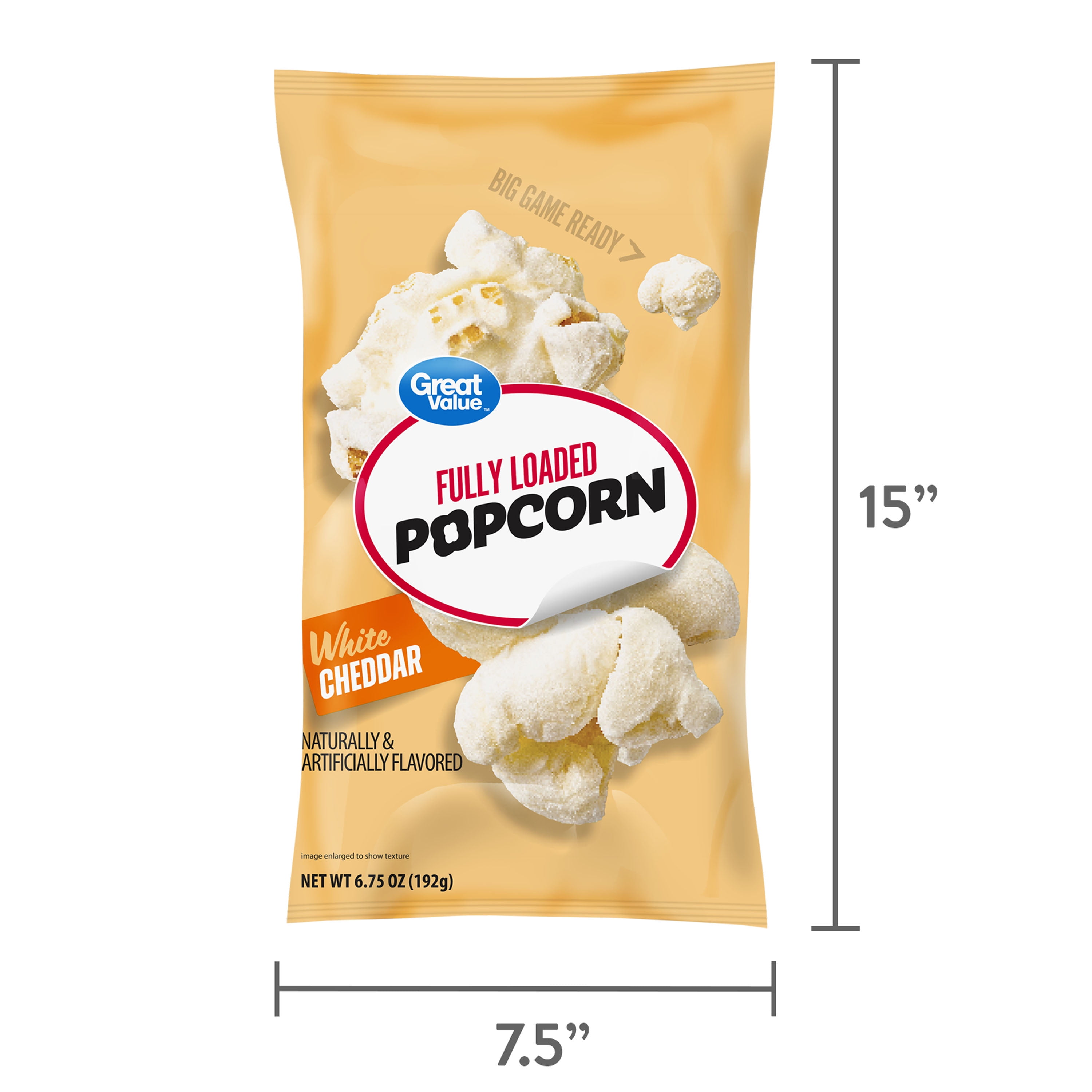 Great Value White Cheddar Fully Loaded Popcorn, 6.75 oz