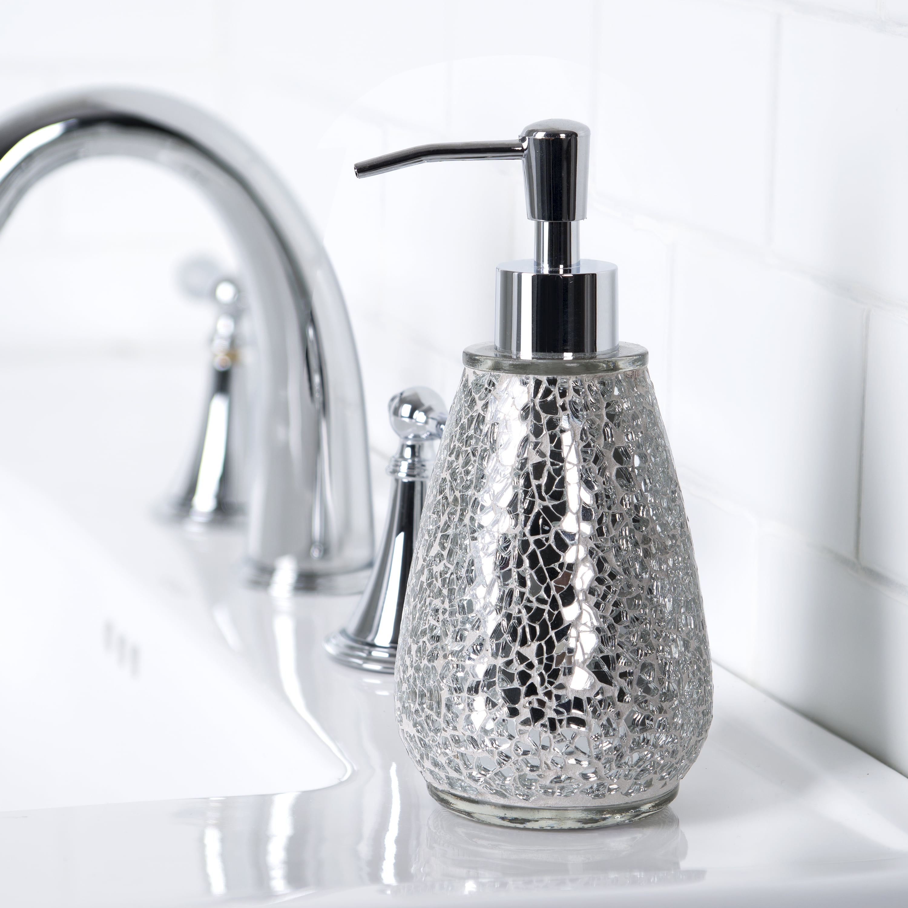Better Homes & Gardens Grey Glimmer Mosaic Glass Bathroom Lotion Pump