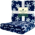 thumbnail image 3 of PAVILIA Christmas Throw Blanket | Navy Snowflake Christmas Fleece Blanket | Soft, Plush, Warm Winter Cabin Throw, 50x60 (Navy/White Snowflake), 3 of 9