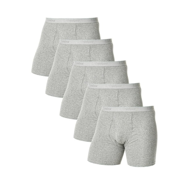 Comfneat Men's 5-Pack Boxer Briefs Super Stretchy Underwear Cotton Spandex  Tag Free (Grey Melange Pack-5, S) 