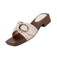 thumbnail image 3 of Domuza Women’s Comfortable Studded Clog Mules, Adjustable Buckle Beige Sandals with Wood-Grain Heel for All-Day Summer Wear and Outdoor Activities Beige 5.5（EU-36）, 3 of 7