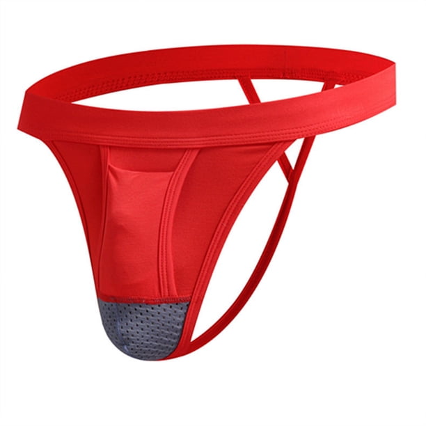 Bolsa de malla transpirable con agujeros y forma de U para hombre, interior tipo T, con separación hacia arriba, con forma de bala, sexy