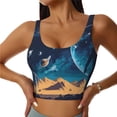 thumbnail image 1 of Fotbe Astronaut In A Space Suit On The Planet Sujetador Deportivo Largo sin Aros para Mujer con Almohadillas y Soporte Medio, Transpirable y Absorbente, Camiseta Tipo Chaleco o Tank Top-Large, 1 of 8