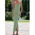 thumbnail image 3 of Vestido PRETTYGARDEN Strapless Bodycon Largo Maxi Verde Blanco XS, 3 of 8