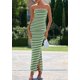 thumbnail image 3 of Vestido PRETTYGARDEN Strapless Bodycon Largo Maxi Verde Blanco XS, 3 of 8