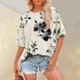 thumbnail image 2 of Cqxid525 Short Sleeve Tops For Women Summer Tops For Women Short Sleeve Crewneck Oversized T Shirts Trendy Solid/Flower Printed Beach Vacation Clothes White Xl, 2 of 6