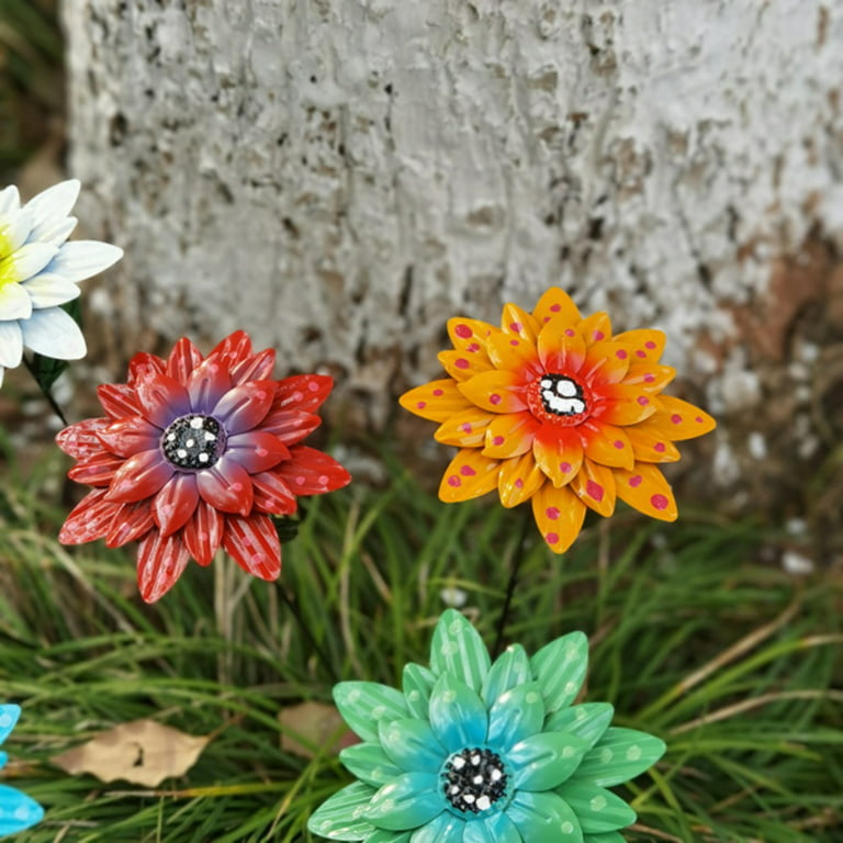Metal Flower Sculpture Wall Art Sculpture Decoration Outdoor Stakes  Colorful Yard Garden Interior Metal Iron Party