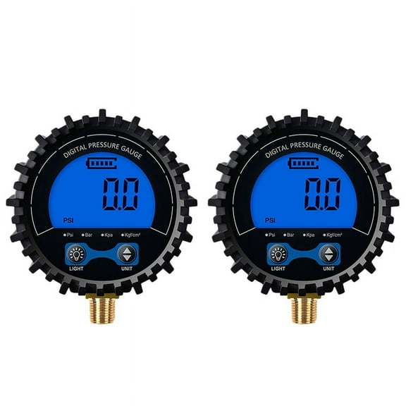 2X Tire Pressure Gauge Digital Tire Tester Display Air Pressure Manometer Quick Connect Coupler Thread 1/8,2 x Tire pressure gauge,Blue