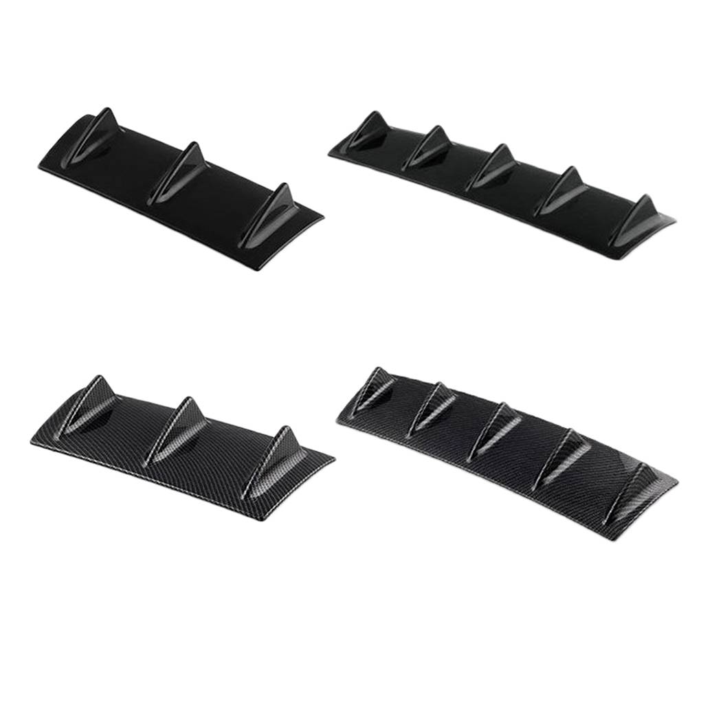 Universal Rear Bumper Lip Diffuser – Gloss Black ABS Plastic, Shark Fin Style With 3M Tape