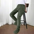 thumbnail image 6 of Womens Plush Fleece Footed Pajama Pants Winter Warm Soft Sleepwear Comfy Lounge Trousers Fuzzy Footie Sleep Bottoms Army Green, 6 of 6