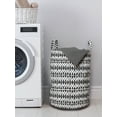 thumbnail image 3 of Black and White Laundry Bag, Horizontal Borders with Motifs Monochrome Triangles and Oval Shapes, Hamper Basket with Handles Drawstring Closure for Laundromats, 13" x 19", Black White, by Ambesonne, 3 of 4